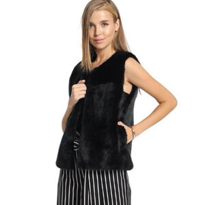 J CREW | Women's Open Front Faux Fur Plush Vest With Pockets Size XL